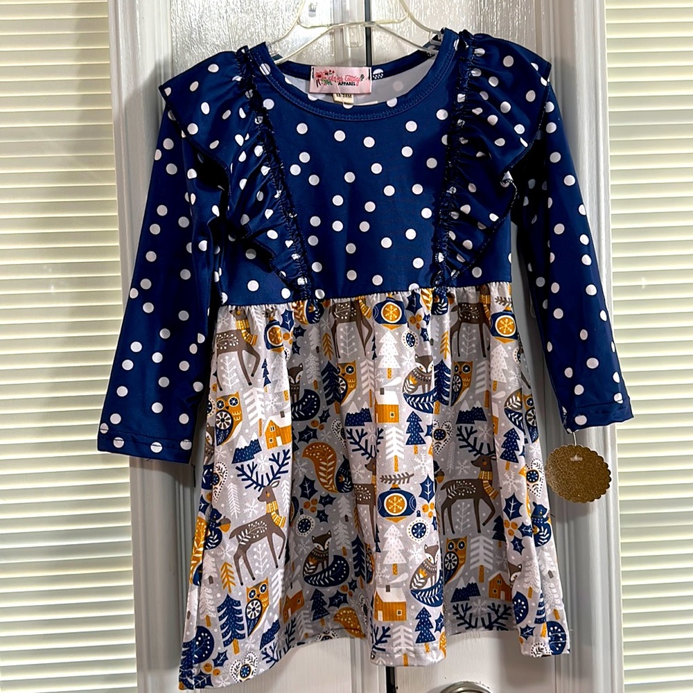 NWT Navy Gold/Mustard white and Gray Dress